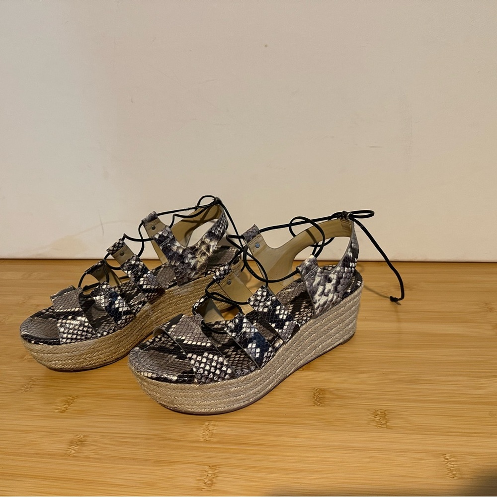 Michael Kors Python Snakeskin Pattern Wedge Sanda… - image 1